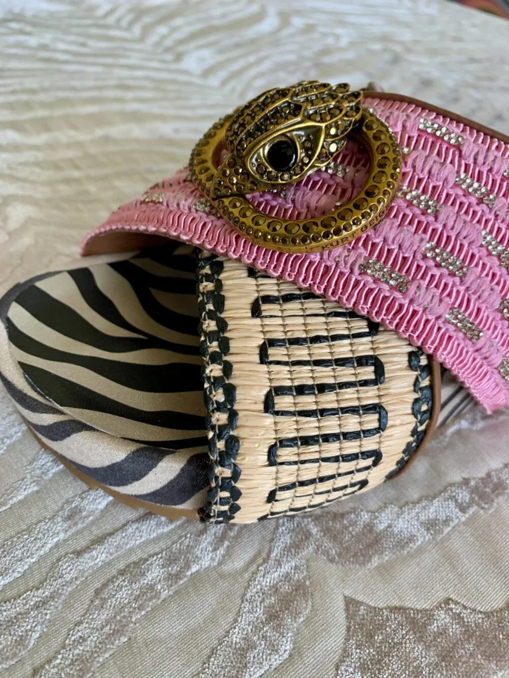 SOLD KG Chelsea Mixed Media Pink and Zebra Cross Strap Sandals Size 7.5 - Picture 7 of 10